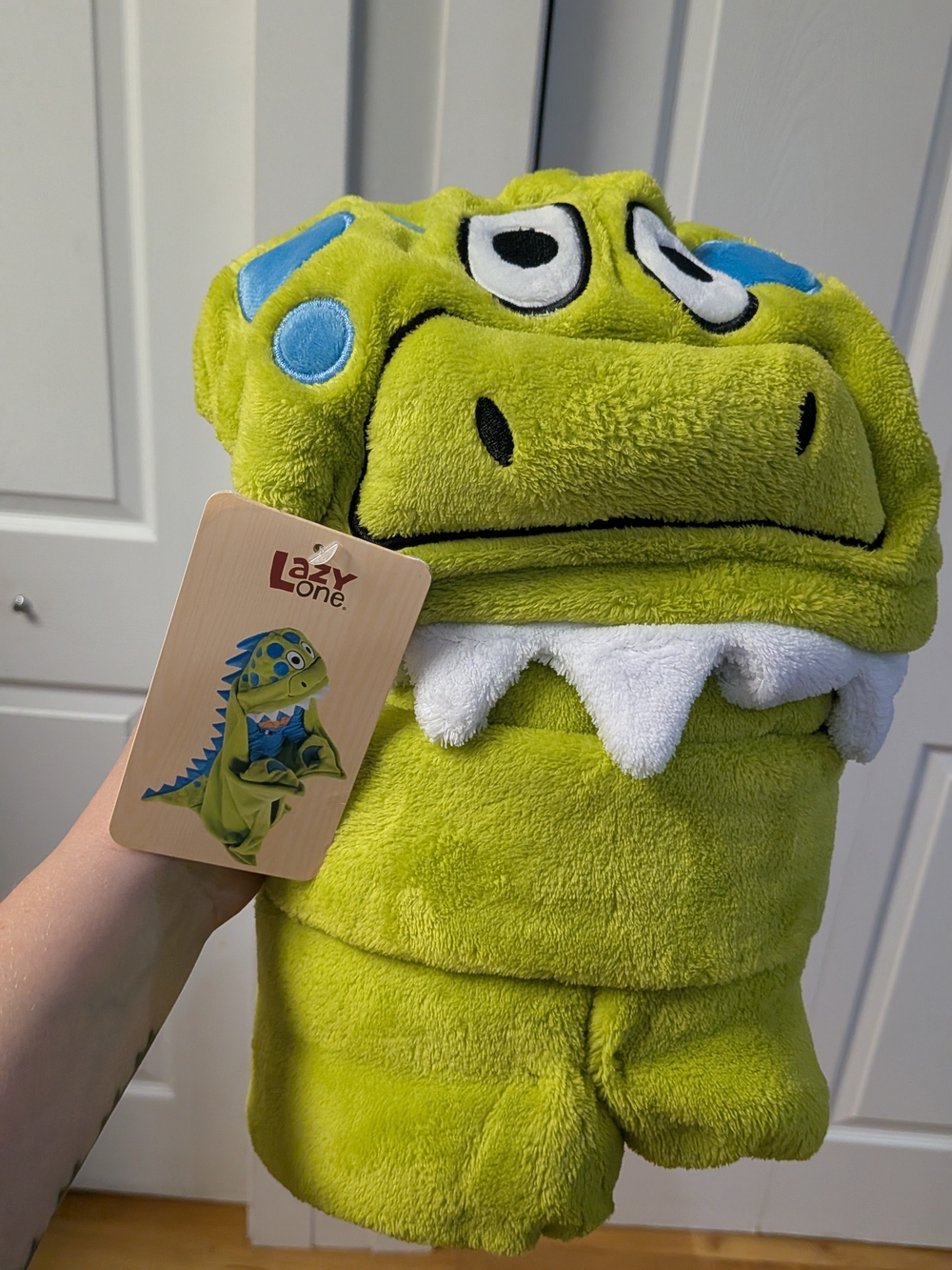 Lazy One Lime Green Dinosaur Hooded Kids Pajama Set